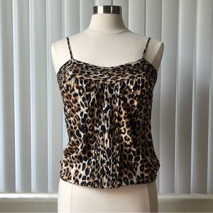 Express Women Leopard Printed Pleated Sleeveless camisole Blouse Size: SP